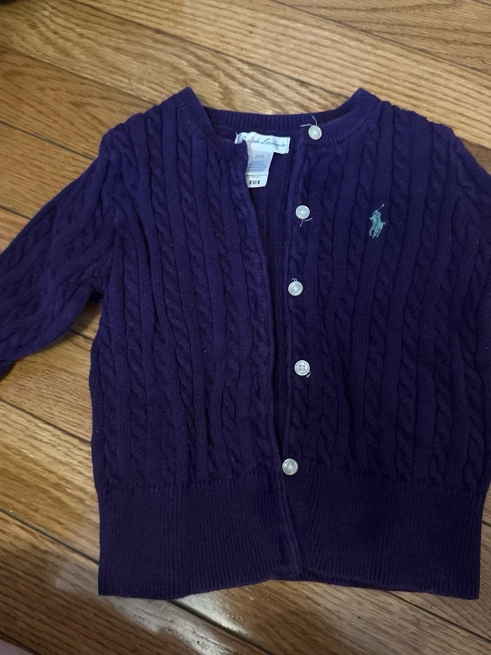 Ralph Lauren Deep Purple Cable Knit Cardigan
